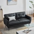 thumbnail image 2 of AODAILIHB 61" Mini Leather Arm Couch, 2 Seater Modern L-Shaped Sofa, Mid Century Modern Small Comfy Loveseat Sofa for Living Room, Bedroom, Office, Black, 2 of 9