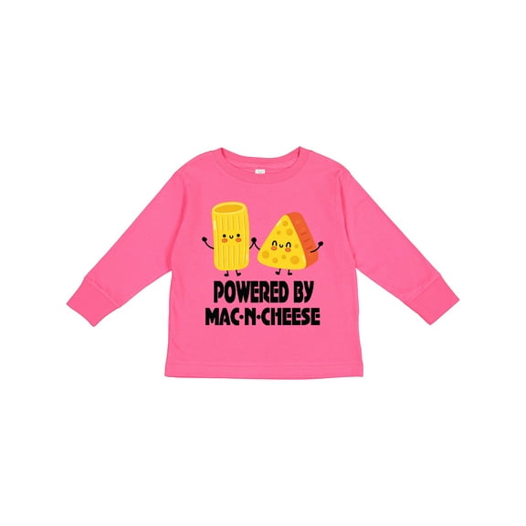 Inktastic Powered by Mac N Cheese Boys or Girls Long Sleeve Toddler T-Shirt