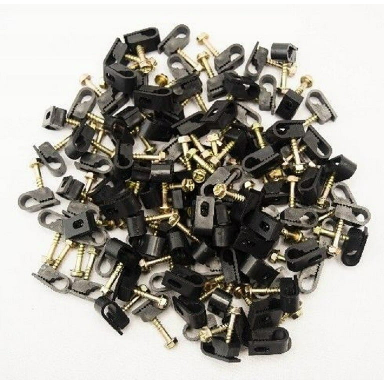 5000-Piece Black Cable Clips For RG6/RG59 Coax - Mounting Clips With Strain Relief Screw