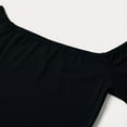 thumbnail image 3 of ZEHJUHAN Women's Western Solid Color Off The Shoulder Long Sleeve Blouse with Fringe Boho Tight Fit Shirt for Spring Black，XXL, 3 of 4