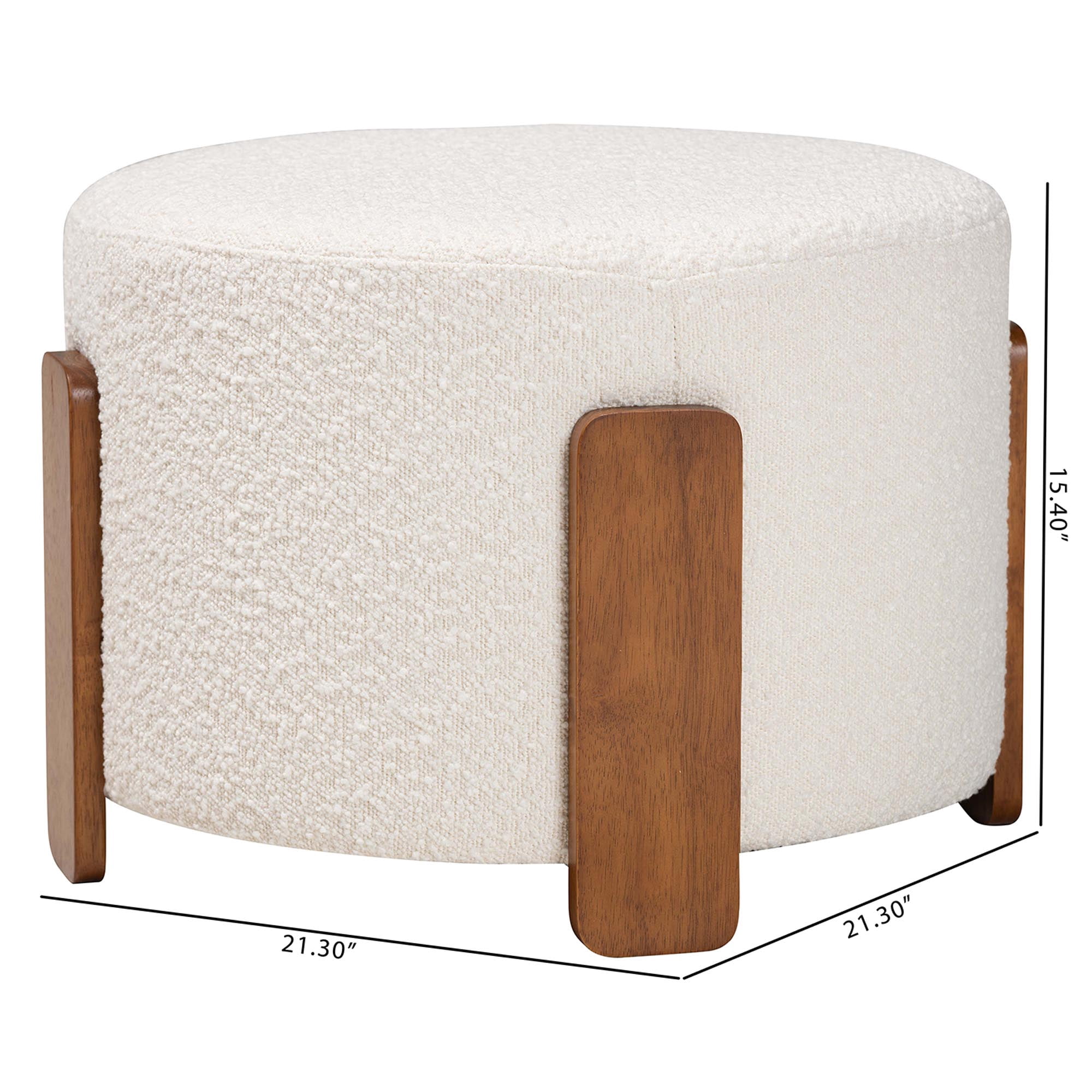 Baxton Studio Finlay Japandi Footstool, One Size, Walnut Brown