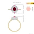 thumbnail image 5 of ANGARA Natural Oval Ruby Double Halo Two Tone Ring with Pink Sapphire in 14K Yellow & White Gold for Women (Size-6x4mm) | July Birthstone, Anniversary, Jewelry Gift for Women | Natural Ruby Ring, 5 of 10