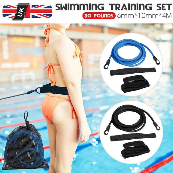 Swim Training Belt, 6Mm*10Mm*4M Elastic Rope for Swim Exercise, Pool Swim Trainer Belt Harness, for Swim Training & Exercise