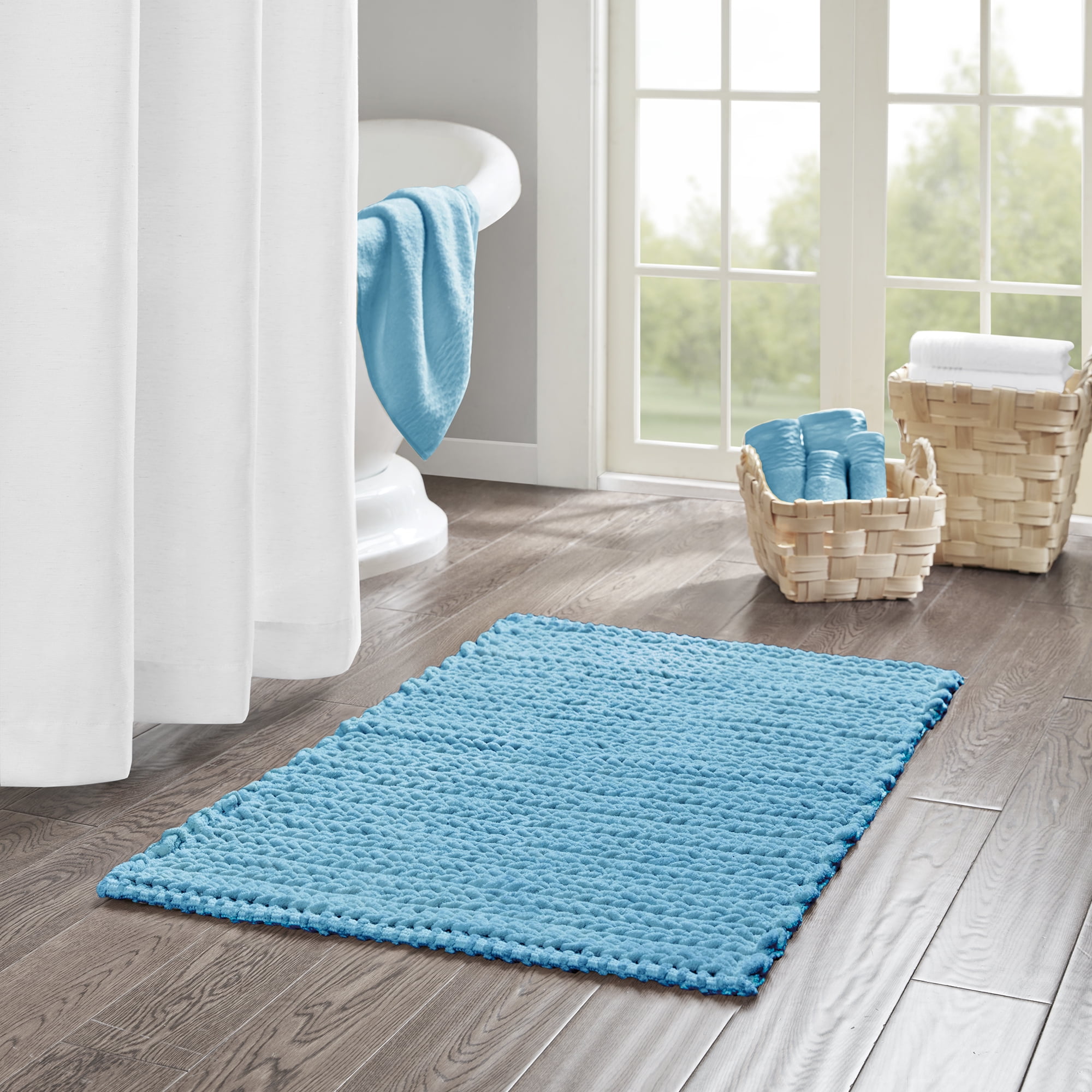 Piccocasa Chenille Bathroom Rug Non-Slip Mat Soft Absorbent Bone 20x32