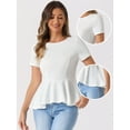 thumbnail image 2 of DARING DIVA Women's Round Neck Elegant Peplum Tops XS White, 2 of 6