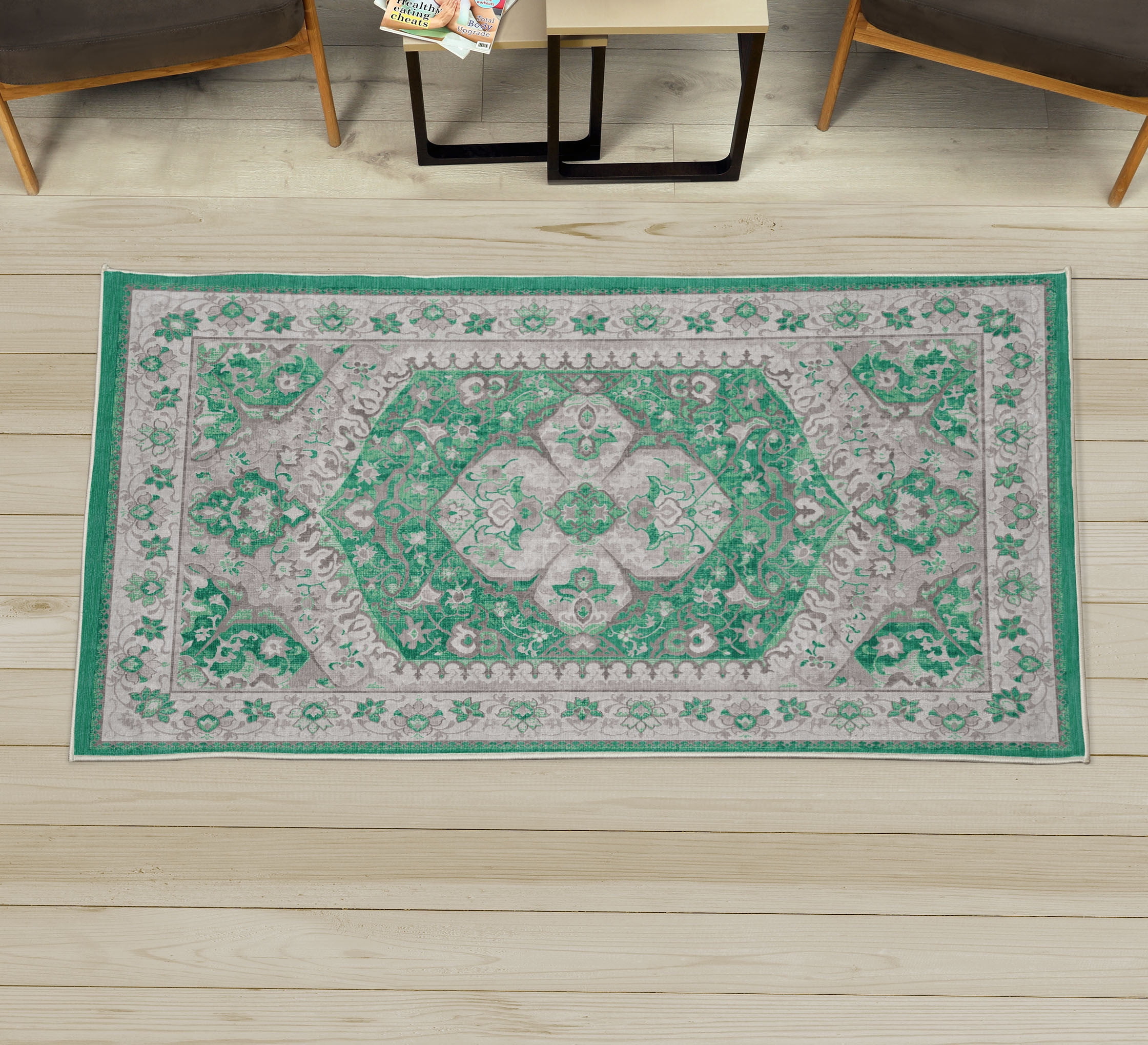 Ethnic Decorative Rug, Folk Tribal Shapes with Monochrome Design in ...