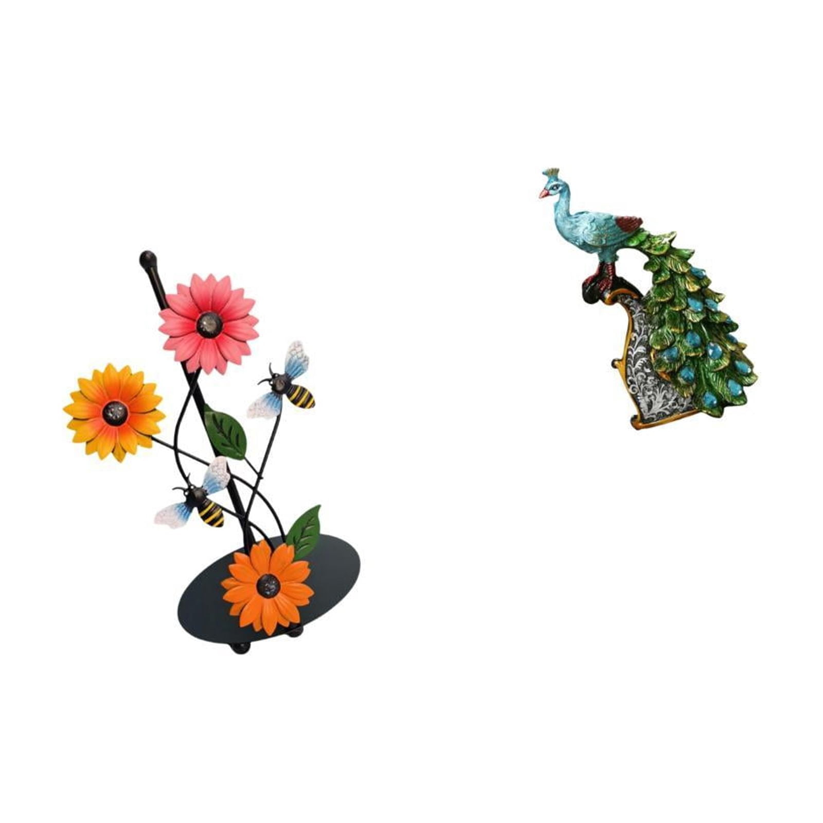 Fiocias Toilet Paper Holder Paper Towel Stand Peacock Figurine Desktop Statue Creative Iron Resin Decorative Piece Suitable for Kitchen Countertop D