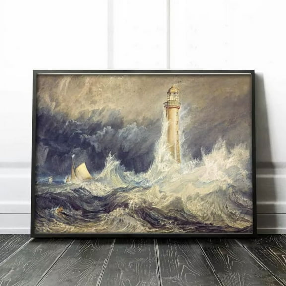 Kna Prints - Bell Rock Lighthouse By Turner Seascape Ocean Sea Ships Wall Art Poster Print - Kir 8015, UNFRAMED-8x12