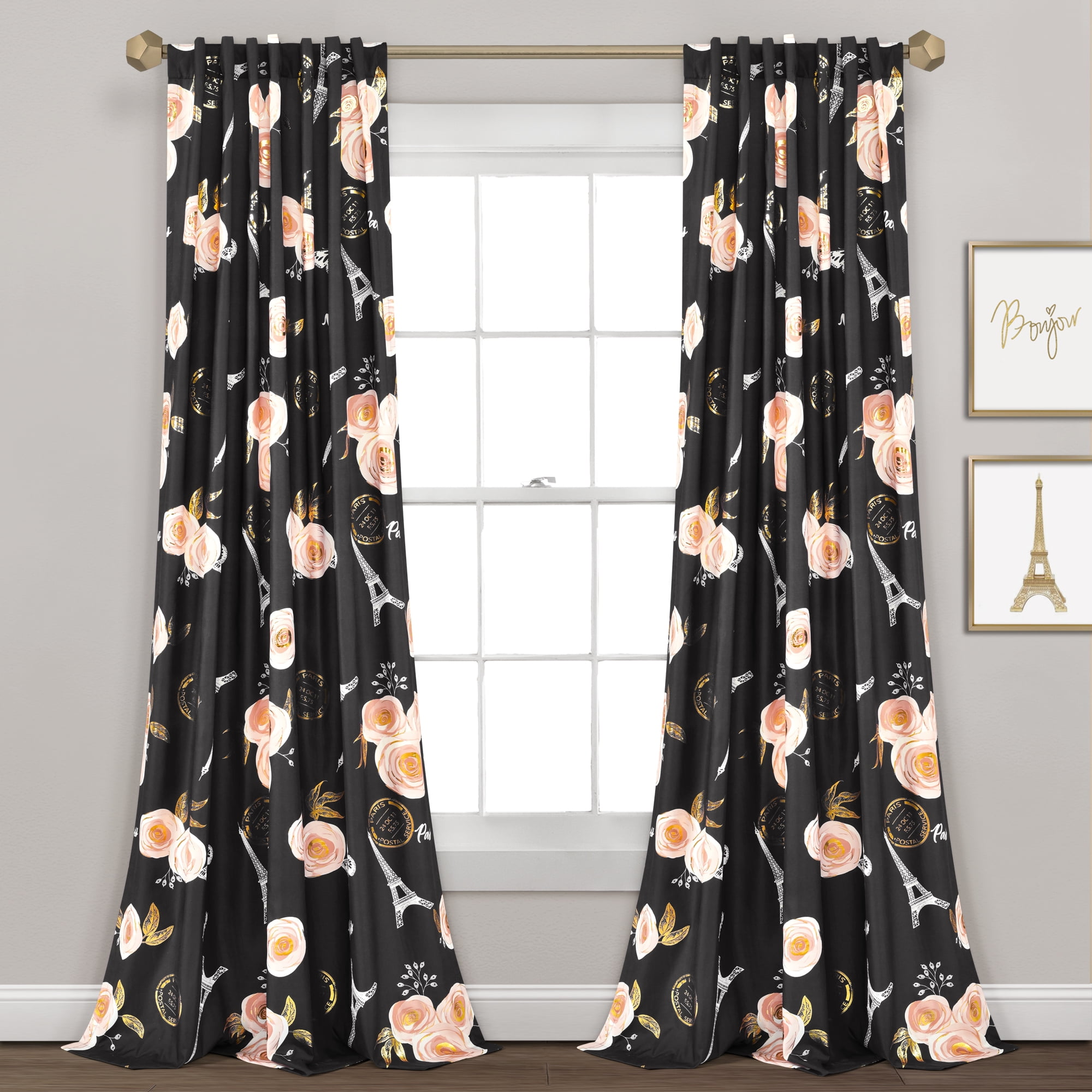 Waverly 15398052084HER Sanctuary Rose 52-Inch by 84-Inch Floral Single Window Curtain Panel Heritage Ellery Homestyles 