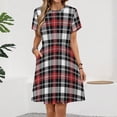 thumbnail image 2 of Tartan Texture Classic Women's Dress Short Sleeve Summer Sundress Summer Women Clothes, 2 of 7