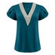 thumbnail image 4 of Camiseta de mujer con cuello en V y costuras de encaje - Manga corta, corte holgado, diseño hueco - Camiseta informal de verano, 4 of 4