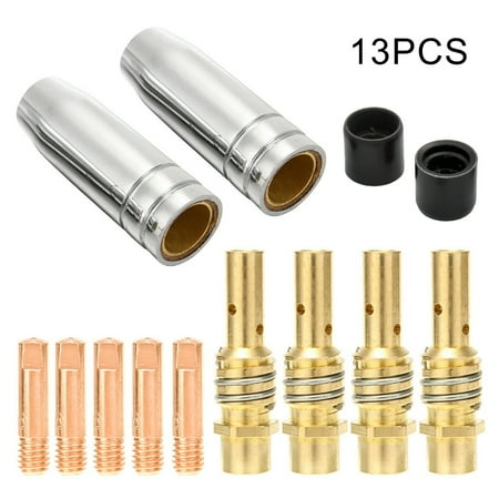 

Cogfs 13 Pcs Welding Torch 0.8mm 0.030 Nozzle Contact Tip MIG Welder 15AK MIG/MAG Set
