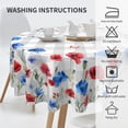 thumbnail image 4 of Red Blue Floral Tablecloth Round 60Inch 4th of July Watercolor Poppy Flowers Table Cover with Gray Buffalo Plaids Patriotic Heat Resistant Table Cloth for Kitchen Dining Holiday Tabletop Decor, 4 of 6