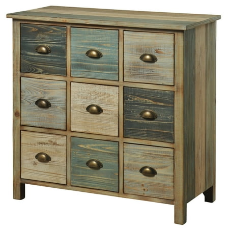 Sanibel 9 Drawer Apothecary Chest Multicolored Pastel Finish