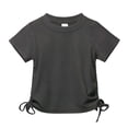 thumbnail image 2 of Tiijoy Girls Short Sleeve Crewneck T-Shirt Summer Casual Solid Side-Tie Tshirt, Sizes 2-13, 2 of 4