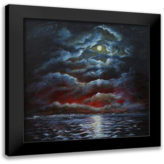 Francis, Sandra 12x12 Black Modern Framed Museum Art Print Titled - Moody Moon Light II