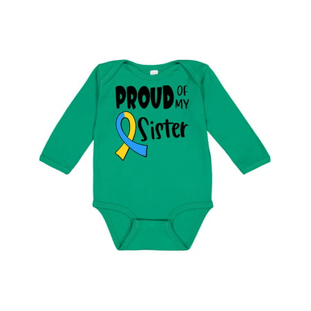 

Inktastic Proud of my Sister Down Syndrome Awareness Gift Baby Boy or Baby Girl Long Sleeve Bodysuit
