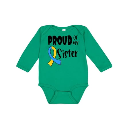 

Inktastic Proud of my Sister Down Syndrome Awareness Gift Baby Boy or Baby Girl Long Sleeve Bodysuit