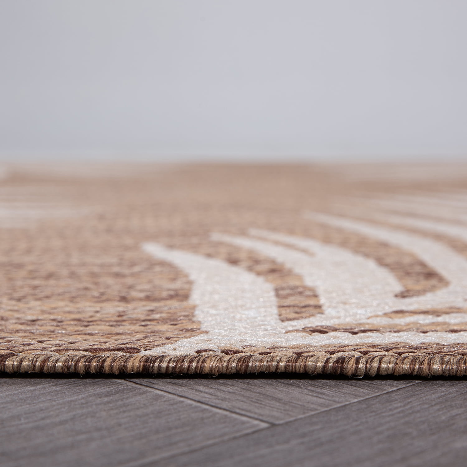 World Rug Gallery Contemporary Palm Leaves Textured Flat Weave Indoor/Outdoor Area Rug - BROWN 2'x7'