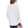 thumbnail image 4 of Penkiiy Long Sleeve Shirts for Women Casual Summer, Turndown Collar Button Down Shirts Sweatshirt Puff Sleeve Loose Fit Tunic Tops L White, 4 of 7