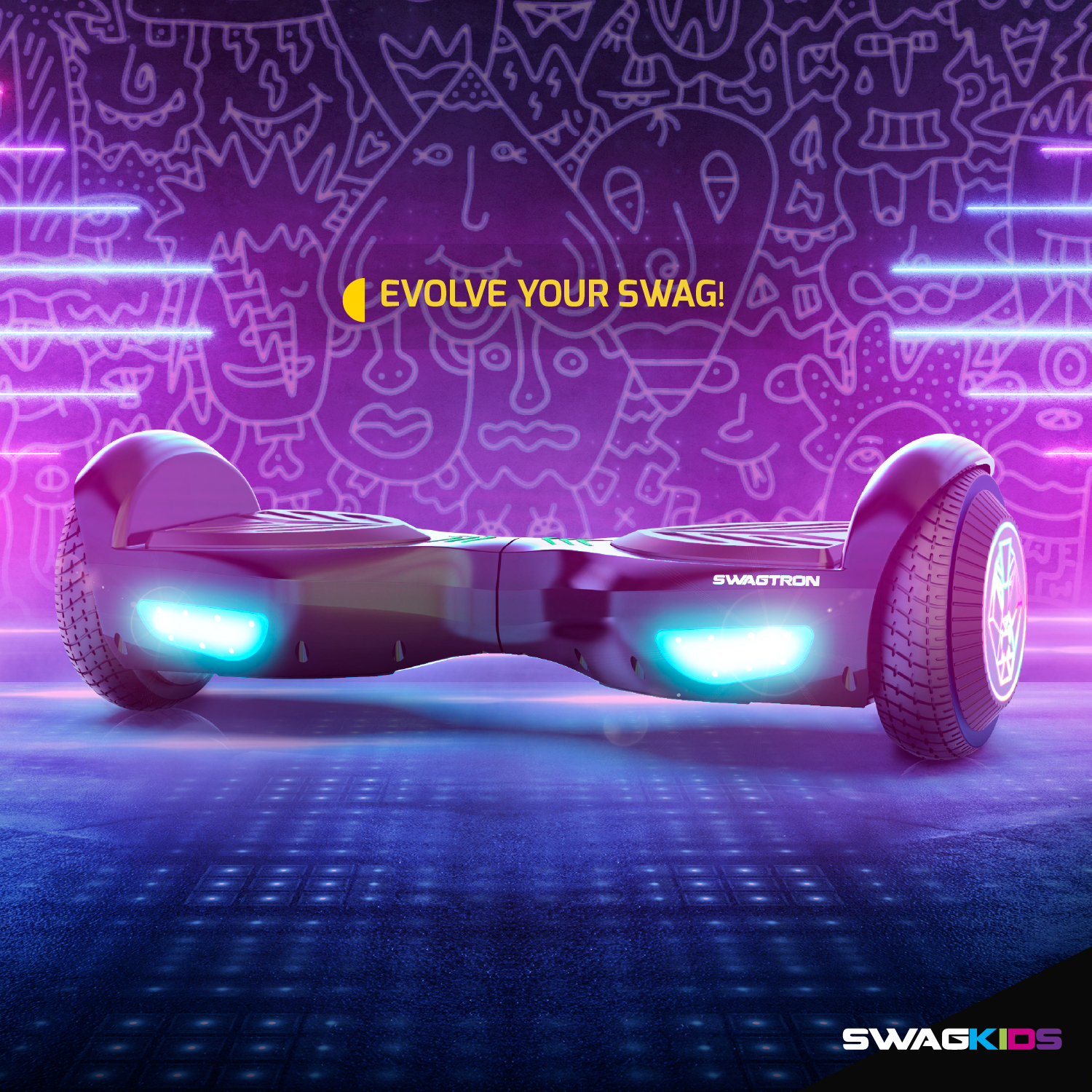 Swagtron Swag BOARD EVO V2 Hoverboard with Light-Up Wheels & Balance Assist, Exclusive UL-Compliant Life Po™ Battery Tech - image 3 of 8
