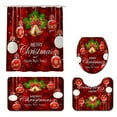thumbnail image 2 of SUNSIOM Ensemble de Rideau de Douche Imprimé de Noël avec Cloche Étoilée, Tapis de Bain, 2 of 5