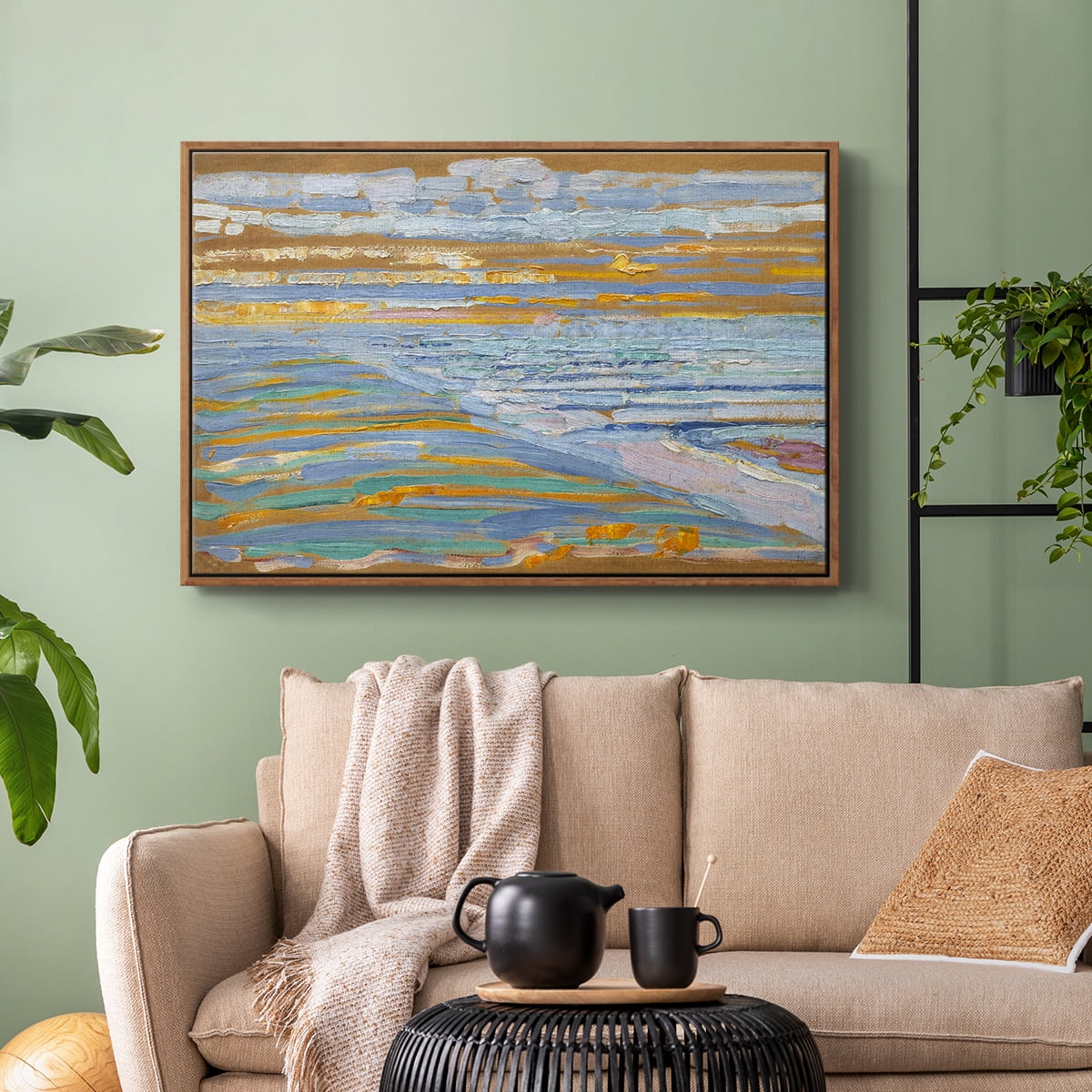 Vintage Landscape-CXIV By Wexford Home Framed in Walnut Wood Gallery Wrapped Canvas 25 in. x 37 in.