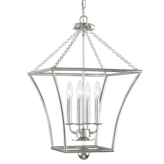 Crystorama Lighting 516-SA Broche - 4 Light Lantern Antique Silver Finish