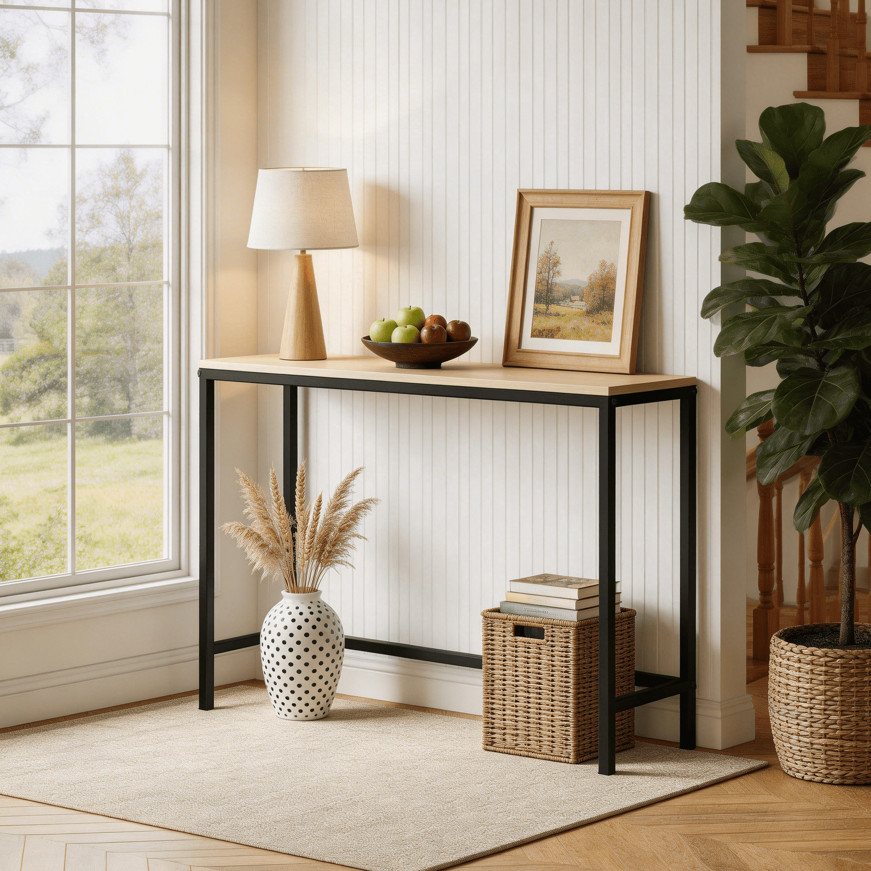 Ktaxon Console Table Sofa Table TV Stand with Metal Frame, Light