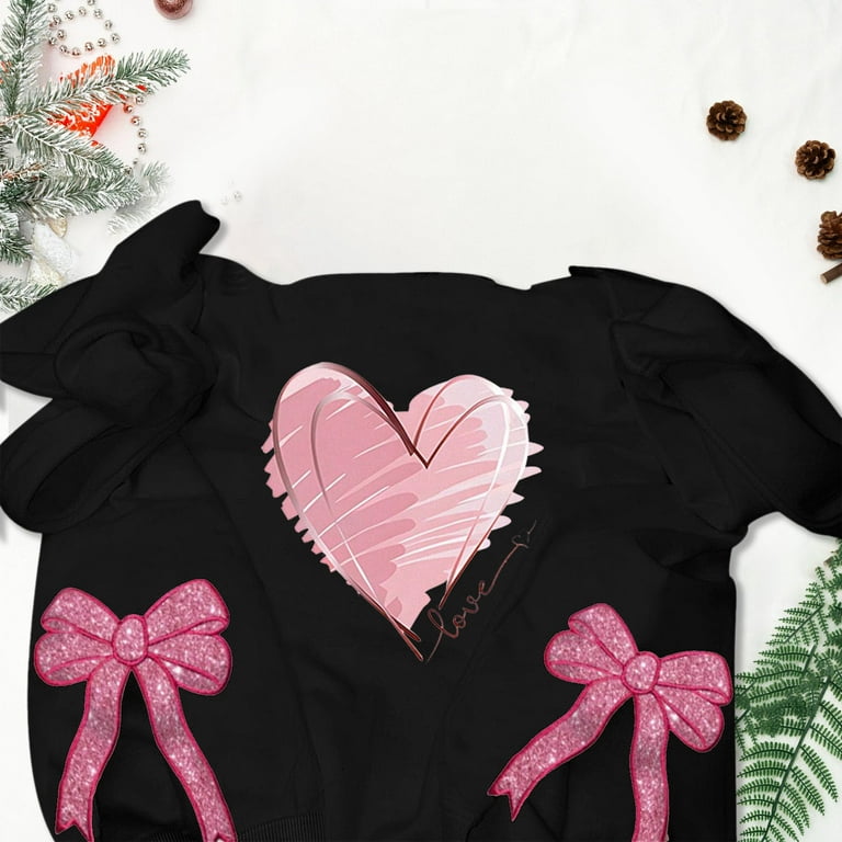 LOVE OUT LOUD 公式グッズ Womens Love Heart Sweatshirt for Valentines DIY Side Bow