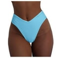 thumbnail image 2 of GEWSEY Women's Bikini Bottom Sexy V Cut High Cut Swimsuit High Waisted Bathing Suit Bottoms Swimming Compression Shorts Light Blue, L, 2 of 5