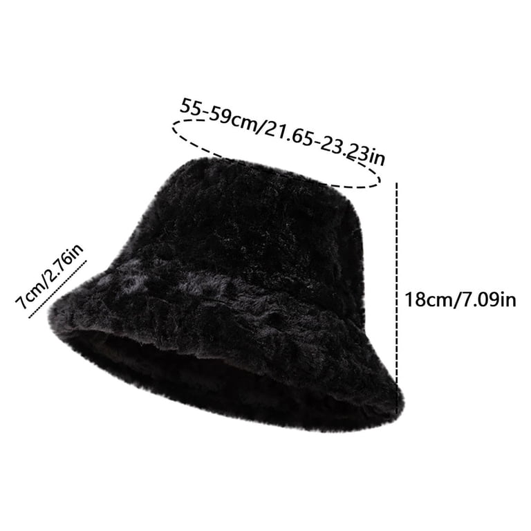 Black Women Solid Color Fluffy Bucket Hat Roniky Women main image 2
