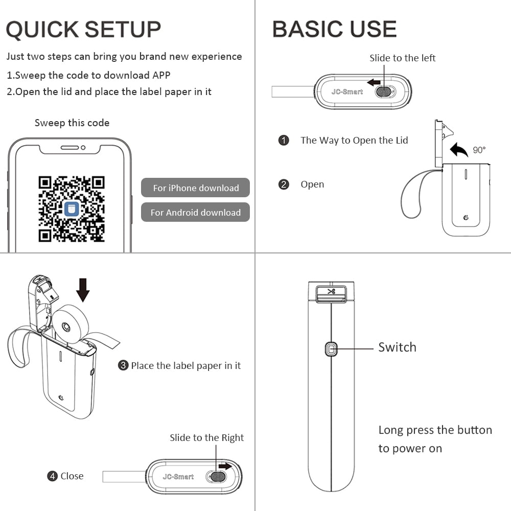 POINTERTECK Portable Thermal Label Printer, Bluetooth D11 Mini Label Maker Label Printer , Compatible with Smartphone for Home Office School Supermarket Store, White