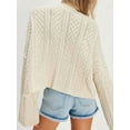thumbnail image 2 of Women'S Long Sleeve Open Front Cable Knit Crop Cardigan V Neck Button Sweaters with Pockets  XL, 2 of 5