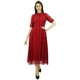 thumbnail image 4 of Bimba Women's Georgette Shirt Dress With Front Opening Formal 3/4 Sleeve Chic Dresses, 4 of 9