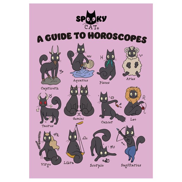 Spooky Cat - Póster A Guide To Horoscopes Diseño Mini (Rosa, Negro, Gris)