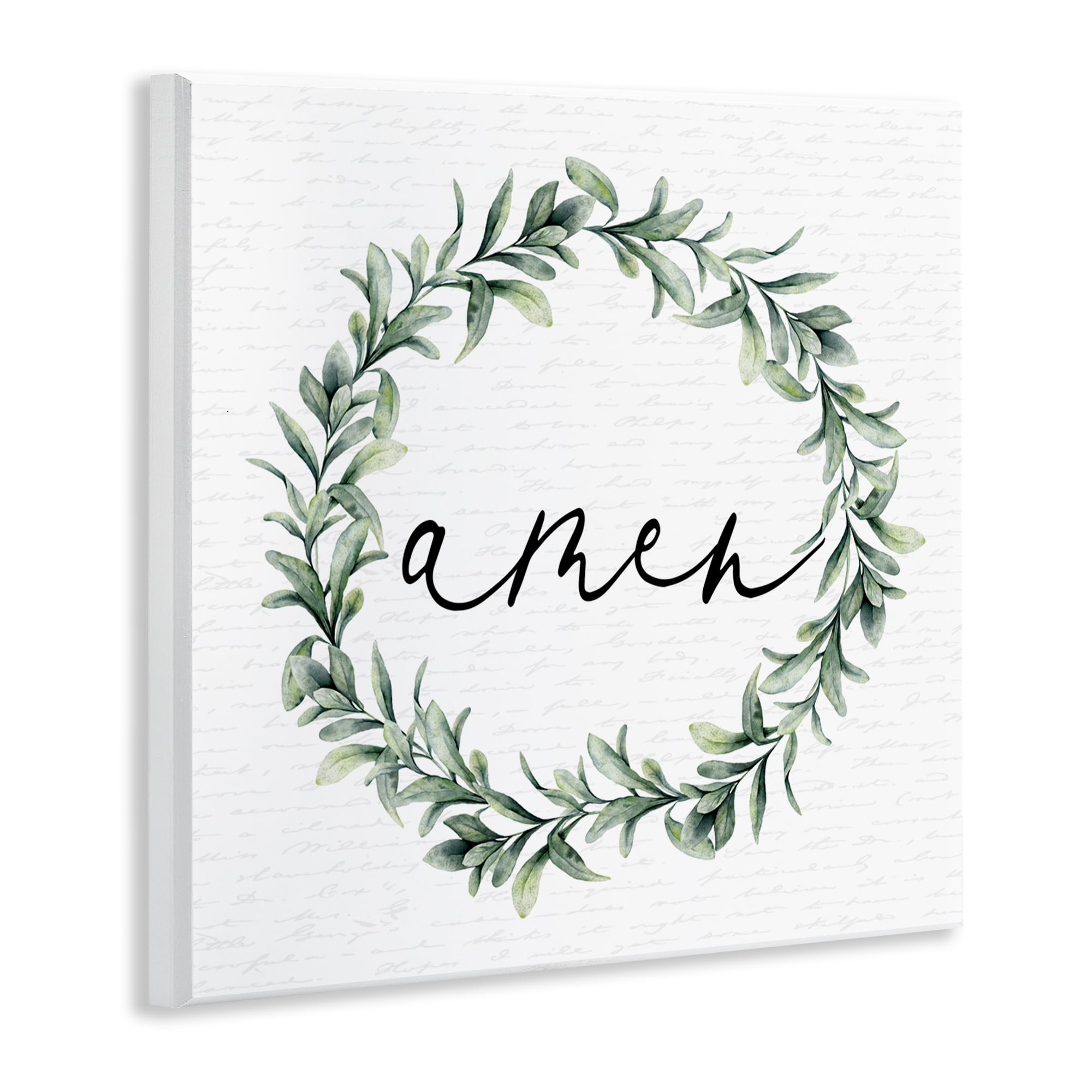 Amen Botanical Wreath & Script Wall Plaque Art, design by Lettered and Lined