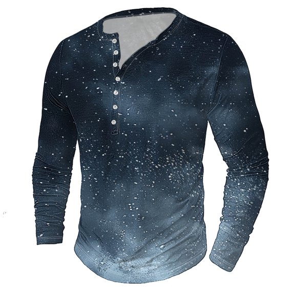 Full Reduction Offer LEBONYARD Crew Neck Henley Men Shirts Long Sleeve,Men's Printing Button Casual Long Sleeve Round-Neck Blouses Shirts Gray S