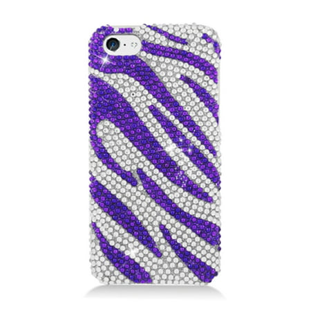iPhone 5C Case, by Insten Zebra Rhinestone Diamond Bling Hard Snap-in Case Cover For Apple iPhone