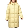 thumbnail image 3 of Women's 2026 Long Hooded Puffer Coat, Mid-Length Oversized Jacket, Thick Cotton Filled Parka, Multi-Pocket Winter Coat, Casual Korean Style Coat Yellow M, 3 of 7