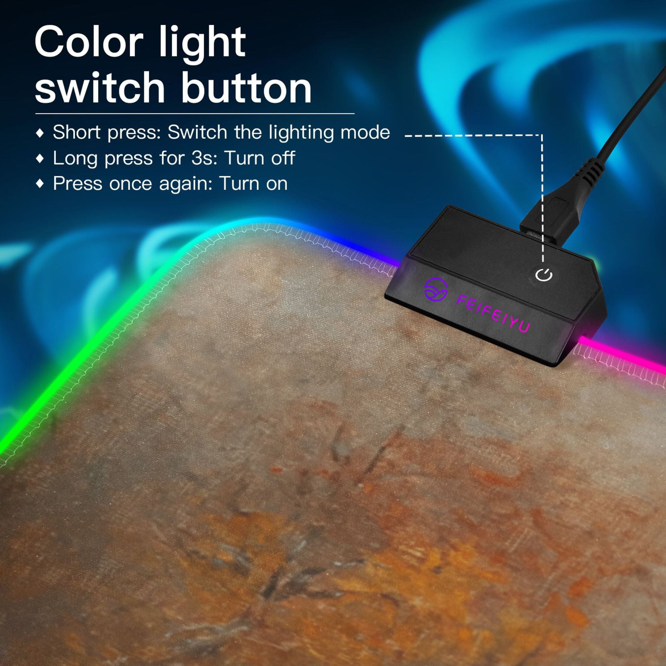 Haosy RGB Led Gaming Mouse Pad Non-Slip Large Keyboard Desk Mat 13 Light Modes 31.5x11.8 inch Bridges and Rivers