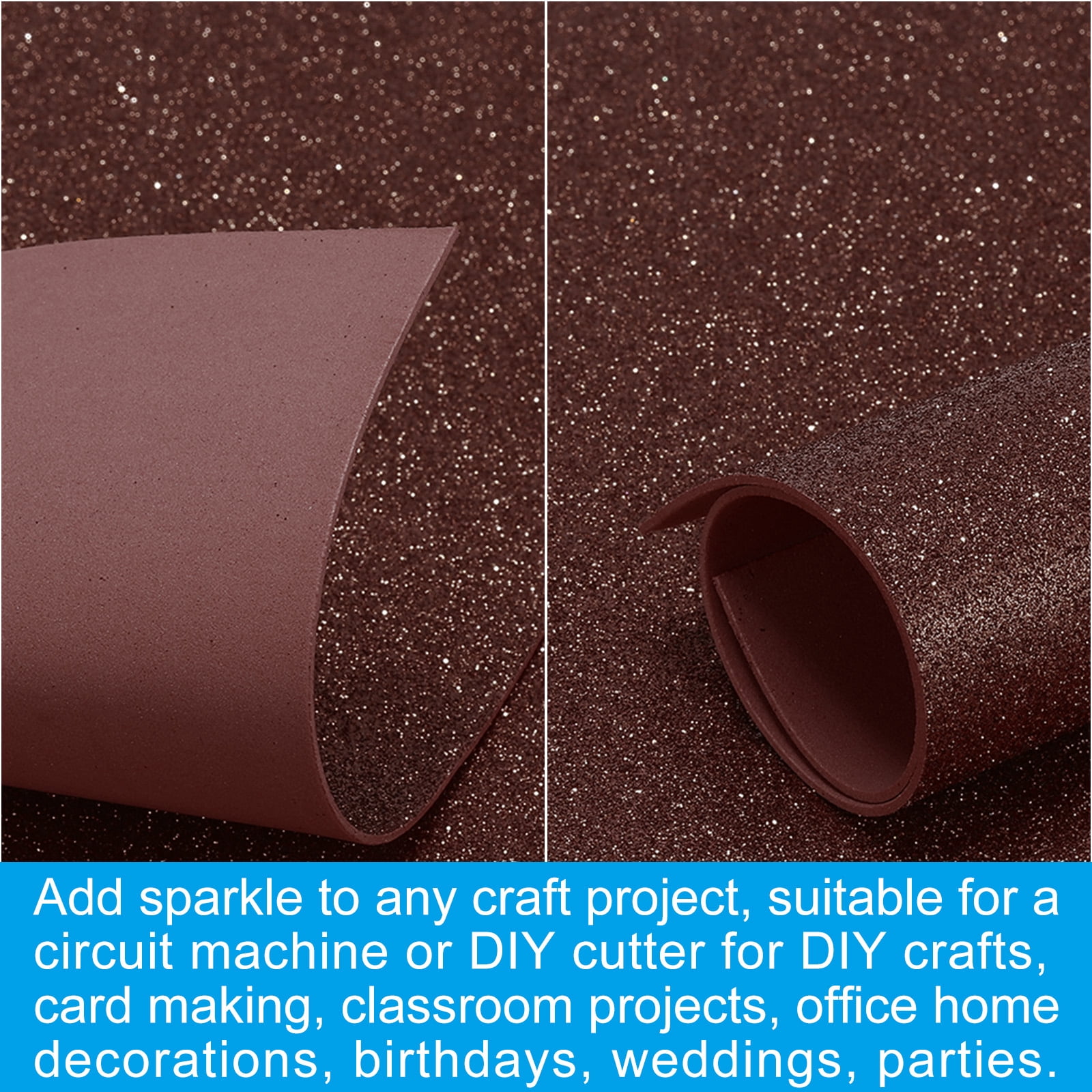 Uxcell 2mm(1/10") Thick Non Adhesive Glitter Foam Sheet 16x24inch(40x60cm) Coffee, EVA Shiny Foam Board for Craft, 6 Pcs