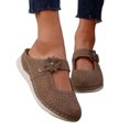 thumbnail image 2 of Domuza Women's Flower Embellished Clog Mules, Breathable Cutout Wedge Casual Slip On Shoes, Lightweight Comfort Footwear for Daily and Outdoor Use Brown 9（EU-42）, 2 of 6