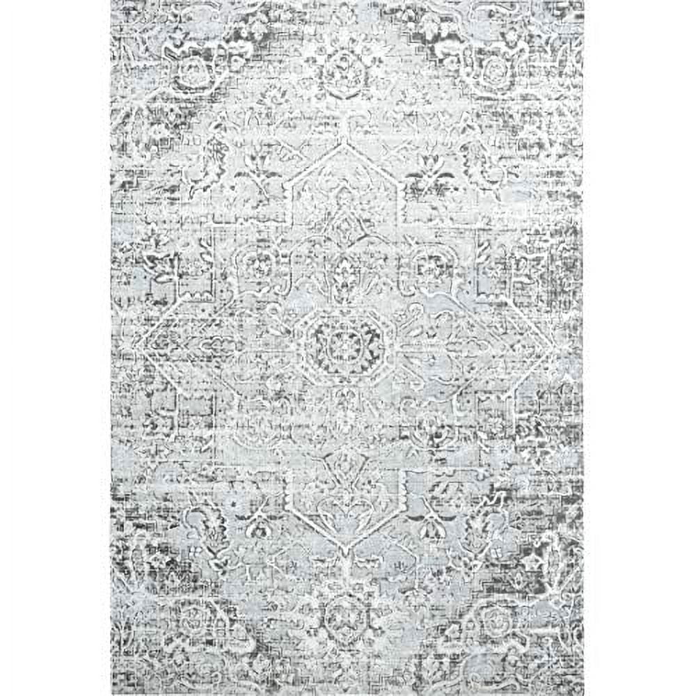 Nicole Miller New York Patio Sofia Fleur Transitional Medallion Indoor/Outdoor Area Rug, Light Grey/Dark Grey, 5'2"x7'2"