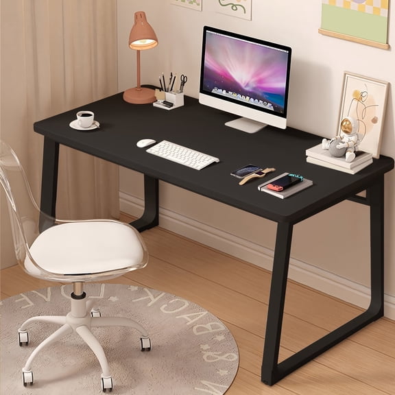 HDHNBA Minimalist Corner Computer Desk for Bedroom Home Office Study, Black, 55 Inch