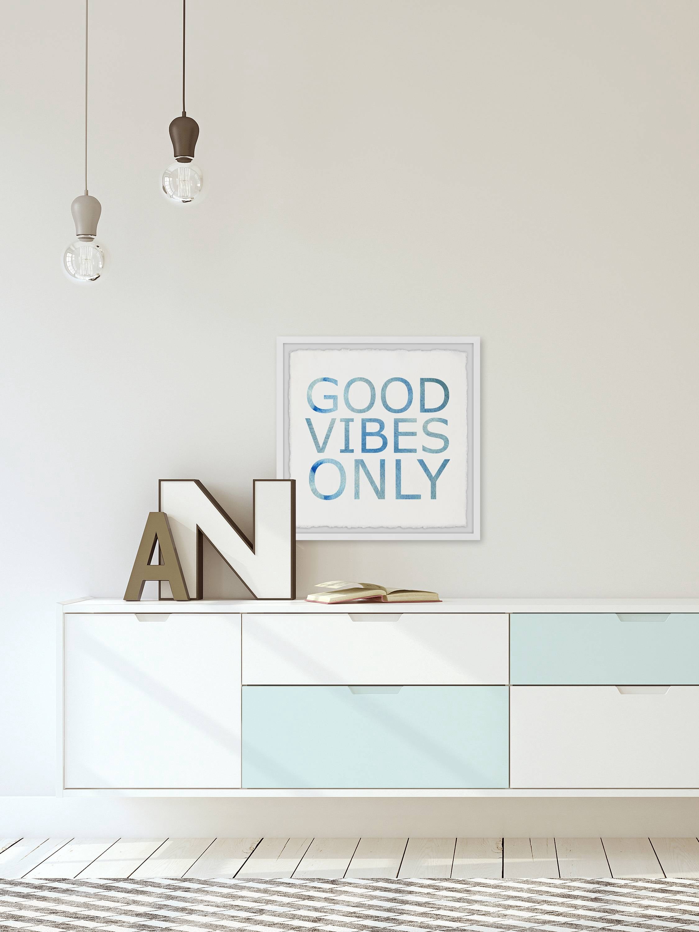 Marmont Hill Good Vibes Only x Framed Wall Art, 18.00" x 1.50"