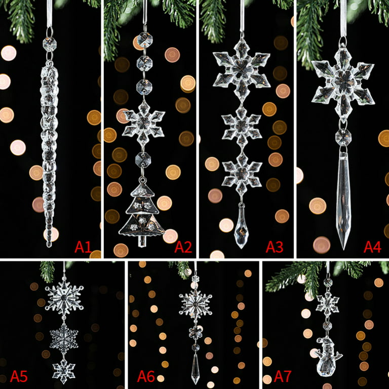 VGOODALL Christmas Snowflake Decorations,36PCS Icicles Ornaments Set Clear Snowflake Acrylic Christmas Ornaments for Santa Outdoor Party Decoration