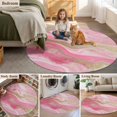 thumbnail image 5 of Round Rugs 5Ft, Pink Marble Round Area Rug Washable Indoor Throw Carpet, Golden Abstract Modern Ink Painting Soft Non Slip Circle Rug for Cabinet Bathroom Home Decor Aesthetic, 5 of 8
