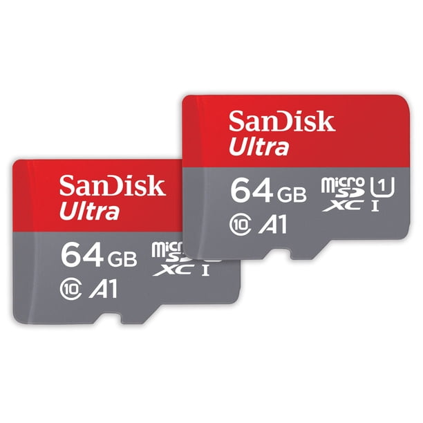 Tarjeta de memoria SanDisk Ultra microSDXC de 64 GB, paquete de 2 con adaptador