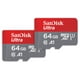 thumbnail image 1 of Tarjeta de memoria SanDisk Ultra microSDXC de 64 GB, paquete de 2 con adaptador, 1 of 6